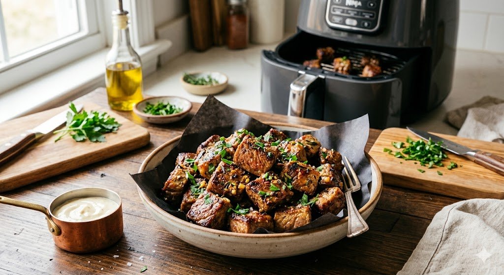 Air Fryer Garlic Herb Steak Bites